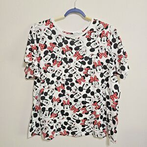 Disney Mickey Mouse & Minnie Faces T Shirt White 2X Disneyland Happy Wink Ears